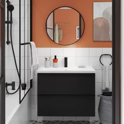 Miroir salle de bains rond diamètre 80 cm Tisa noir