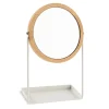 Miroir salle de bains, rond, à poser, en bambou et métal blanc Levasseur Garden