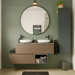 Miroir salle de bains rond Ø100 cm, noir, Tisa