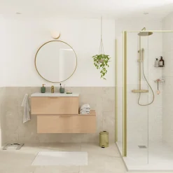 Miroir salle de bains rond diamètre 80 cm Tisa doré
