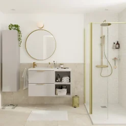 Miroir salle de bains rond diamètre 80 cm Tisa doré