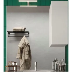 Miroir VITARIO Blanc brillant design avec rangement L100 x H110 x P18 cm