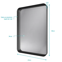 Miroir 80x45- Cadre en aluminium laque noir mat - UBY