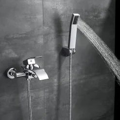 Mitigeur baignoire avec douchette Salle de Bain Robinet de baignoire Douchette Chrome