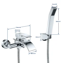 Mitigeur baignoire avec douchette Salle de Bain Robinet de baignoire Douchette Chrome