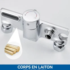 Mitigeur baignoire avec douchette Salle de Bain Robinet de baignoire avec 5 Fonctions Douchette Chrome