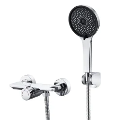 Mitigeur baignoire avec douchette Salle de Bain Robinet de baignoire avec 5 Fonctions Douchette Chrome