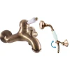 Mitigeur baignoire mural LABE en laiton bronze-Bronze-Avec douchette à support pivotant-Bronze--26 -