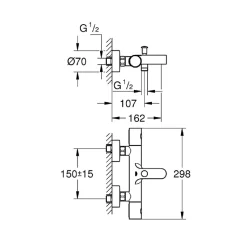 Mitigeur baignoire thermostatique GROHE Grohtherm 800 Cosmopolitan 1/2 + Colonnettes Luxe chromé