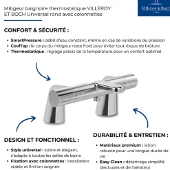 Mitigeur baignoire thermostatique VILLEROY ET BOCH Universal rond avec colonnettes