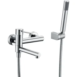 Mitigeur baignoiredouche chrome en laiton et zamak avec flexible metal 170 cm