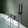 Mitigeur baignoiredouche thermostatique chrome en laiton et zamac avec douchette