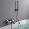 Mitigeur baignoiredouche thermostatique nickel brosse en laiton et zamak
