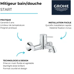 Mitigeur bain douche mécanique GROHE Quickfix Start Classic