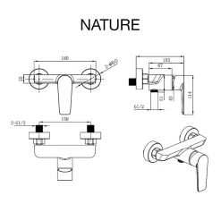 Mitigeur bain douche mécanique avec douchette SKY BATH chromé série NATURE
