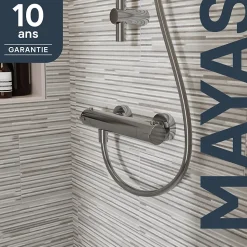 Mitigeur bain douche thermostatique, chrome, NF, GoodHome Mayas