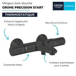 Mitigeur bain douche thermostatique GROHE Precision Start noir