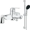Mitigeur bain mécanique GROHE Bauloop avec ensemble de douche GROHE Vitalio Start avec colonnettes