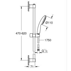 Mitigeur bain mécanique GROHE Bauloop avec ensemble de douche GROHE Vitalio Start avec colonnettes