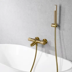 Mitigeur Bain/Douche Anti-Calcaire Thermostatique Or Brossé IMEX LINE BTD038-4OC