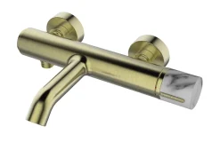 Mitigeur bain-douche mécanique, doré et marbre blanc, Essebagno Manopola