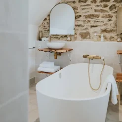 Mitigeur bain-douche mécanique, doré et marbre blanc, Essebagno Manopola