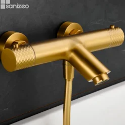 Mitigeur Bain/Douche Thermostatique Anti-Calcaire Or Brossé IMEX GENOVA BDG053-4OC