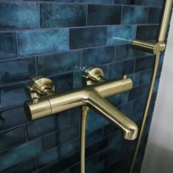 Mitigeur bain-douche thermostatique or brossé Essebagno Luisa