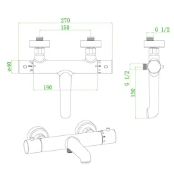 Mitigeur bain-douche thermostatique or brossé Essebagno Luisa