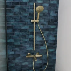 Mitigeur bain-douche thermostatique or brossé Essebagno Luisa
