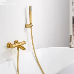 Mitigeur Bain/Douche Thermostatique Anti-Calcaire Or Brossé IMEX MONZA BTM039-4OC