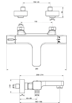 Mitigeur bain-douche thermostatique chromé Essebagno Voluto