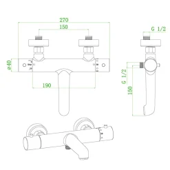 Mitigeur bain-douche thermostatique gun métal Essebagno Luisa