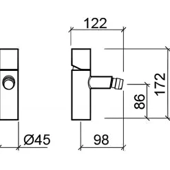 Mitigeur bidet à commande cylindrique jet orientable SANINDUSA Single Plus chrome livré avec fixation et 2 flexibles