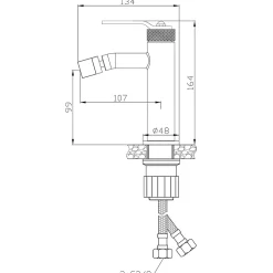 Mitigeur bidet bas cuivre brossé Essebagno Molette