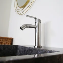 Mitigeur bidet bas façon inox Essebagno Molette