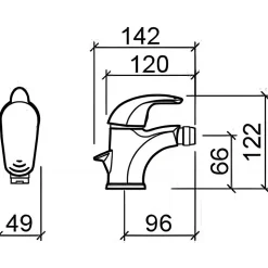 Mitigeur bidet bec orientable SANINDUSA Alfa chrome livré avec fixation 2 flexibles 1 vidage