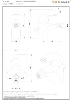 Mitigeur bidet bec orientable SANINDUSA Alfa chrome livré avec fixation 2 flexibles
