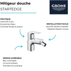 Mitigeur bidet GROHE Quickfix StartEdge + nettoyant GrohClean