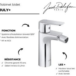 Mitigeur bidet JACOB DELAFON July+ chromé