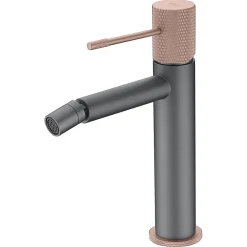 Mitigeur bidet monocommande en laiton noir et or rose cartouche ceramique 26 mm