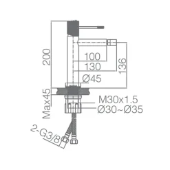 Mitigeur bidet monocommande en laiton noir et or rose cartouche ceramique 26 mm