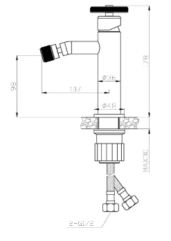 Mitigeur bidet noir Essebagno Indus