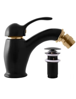 Mitigeur bidet ou WC encastrable SEINA avec douchette en laiton noir mat