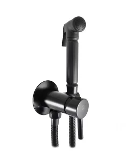 Mitigeur bidet ou WC encastrable SEINA avec douchette en laiton noir mat