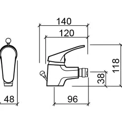 Mitigeur bidet SANINDUSA Cetus Basic chromé livré avec 2 flexibles et son vidage à tirette