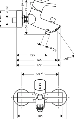 Mitigeur de baignoire chromé Hansgrohe Talis S