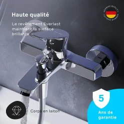 Mitigeur de baignoire mécanique Robinet de baignoire, mitigeur salle de bain, Chromé, FTA10000 Hit AM.PM