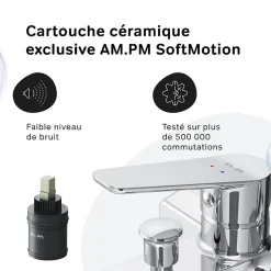 Mitigeur de baignoire mécanique Robinet de baignoire, mitigeur salle de bain, Chromé, FTA10000 Hit AM.PM