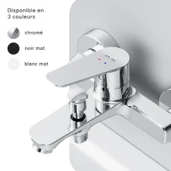 Mitigeur de baignoire mécanique Robinet de baignoire, mitigeur salle de bain, Chromé, FTA10000 Hit AM.PM